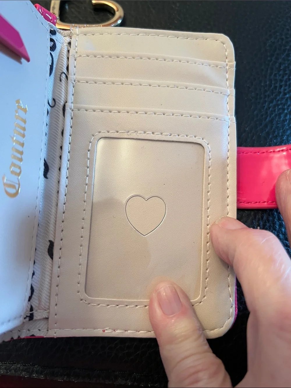 Juicy Couture Hot Pink Embossed Wallet with Heart Charm